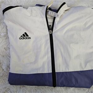 Adidas Aeroready White and Purple Size Medium Zip-Up Jacket